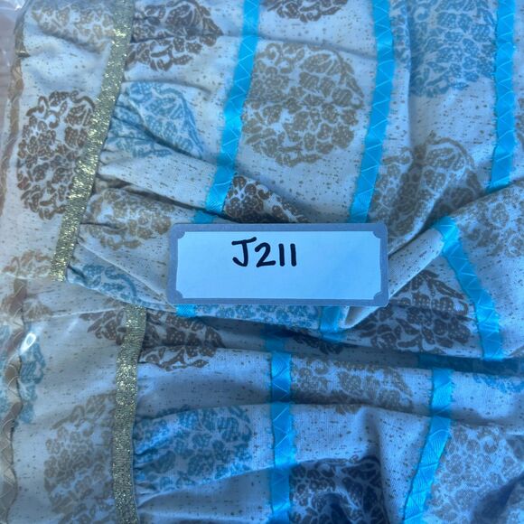 Vintage Handmade Skirt Boho Peasant Pockets Gold Turquoise Medallions M/L J211 - Picture 8 of 8